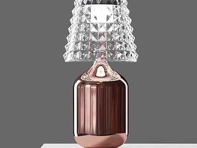 Elegant Crystal Table Lamp With Rose Gold Base And Diamond Cut Shade Design 3d model