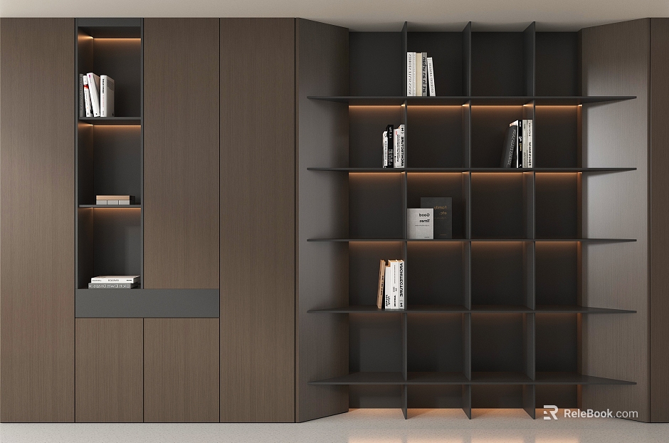 Modern Bookcase Bookshelf Decorative Cabinet Books High Cabinet Wood texture