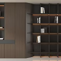 Modern Dark Brown Open Design Bookcase With Built in LED Lighting And Layered Shelves