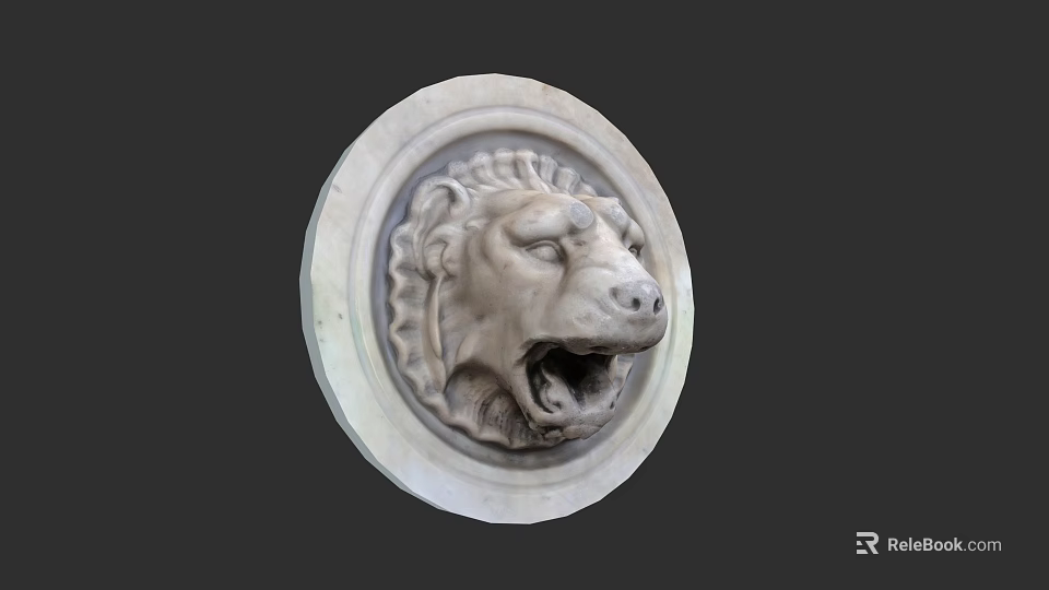 Classical Lion Head Stone Carving Water Fountain With Intricate Details For Garden Decor 3d model 