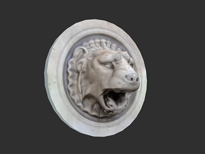 Classical Lion Head Stone Carving Water Fountain With Intricate Details For Garden Decor 3d model
