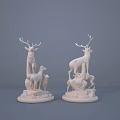 White Reptile Sculptures With Adult And Baby Figures On Grey Background