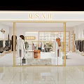 Bright Modern Clothing Store Interior With Mannequins Apparel Racks Bags And Flower Bouquets