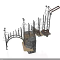 Modern Construction Structure With Metal Framework Scaffolding Rock Base And Mechanical Components 3d model