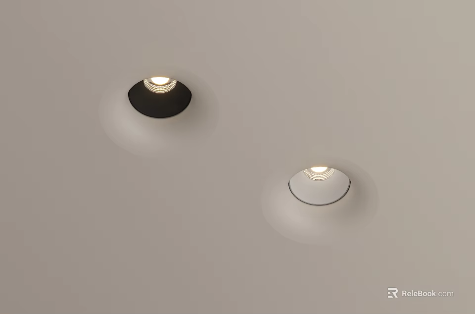 Black And Silver Recessed Downlights For Modern Ceiling Lighting Fixture 3d model 