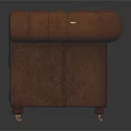 Brown Leather Three-Seater Sofa With Tufted Back Rolled Arms And Wooden Legs