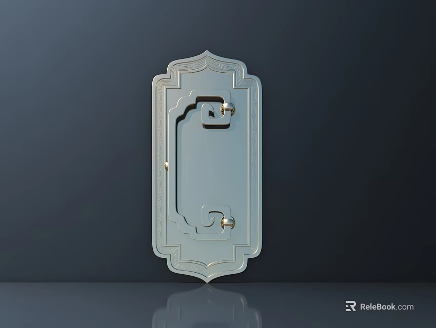 Elegant Intricate Metal Handle With Decorative Frame For Classic Furniture Design 3d model 