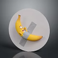 Cartoon Themed Wall Decor With Circular Board And Yellow Banana Attached By Tape