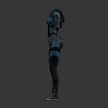 Tactical Fitted Bodysuit Blue And Black Functional Design With Pockets Straps And Fitted Silhouette