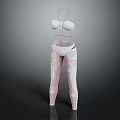 White Bra And White Leggings With Pink Patterns Fashion Apparel Design