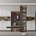 Modern Shoe Cabinet Interior With White Cabinets Clothing Hanging Area And Bench