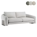 Modern Light Colored Fabric Double Sofa With Simple Design And Comfortable Seats 3d model