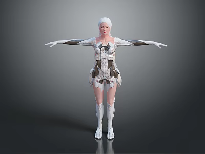 Sci-fi Style Female Mech Female Mech Mech Character Future Warrior Mechanical Armored Silver Hair Character Decorative Mech Sci-fi Figure Robot 3d model