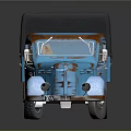 Blue Rusty Vintage Truck With Black Canvas Covered Cargo Bed