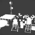 Industrial Equipment 3D Models Including Water Towers Satellite Dishes Pipes Communication Towers Platforms and Components