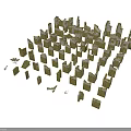 Architectural Scene Components With Stone Blocks Of Various Sizes For City Model