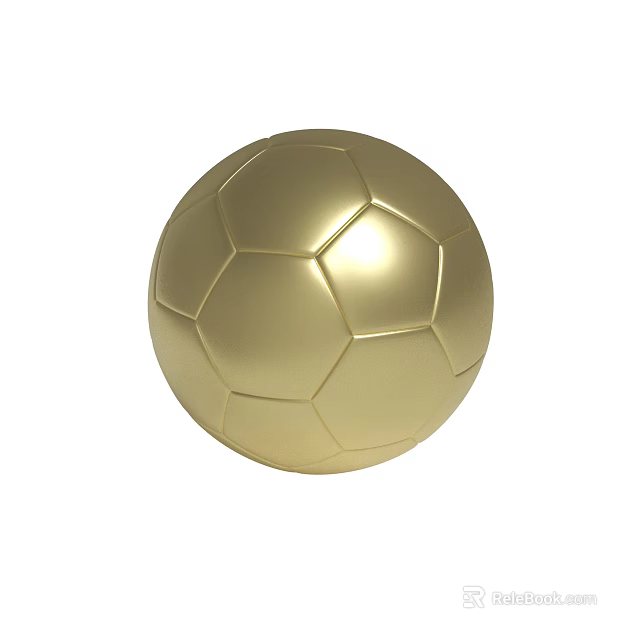Golden Soccer Ball With Shiny Surface And Hexagonal Pattern Design 3d model 