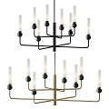 Contemporary Black Gold Metal Chandelier With Multiple Arms And White Glass Candle Shades