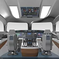Modern Aircraft Cockpit Interior With Control Panels Seats And Large Windows
