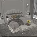 Elegant Double Bed With Tufted Headboard Decorative White Walls Bedside Tables Lamps And Bench