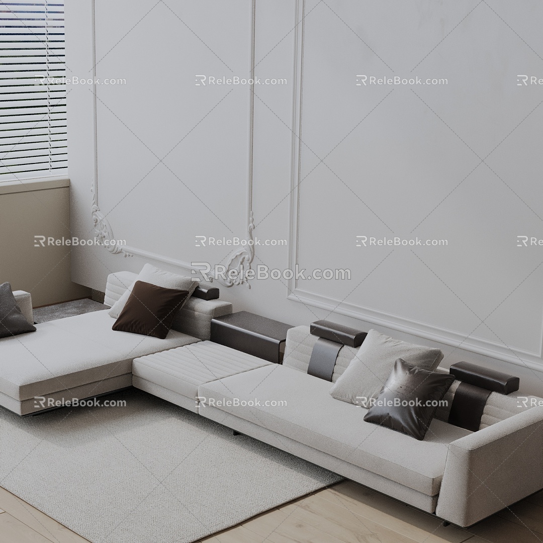 Three-seat sofa 3d model