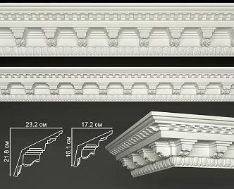 European-style plaster lines carved lines 3d model