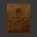 Solid Wooden Entryway Side Cabinet with Double Doors and Multiple Drawers