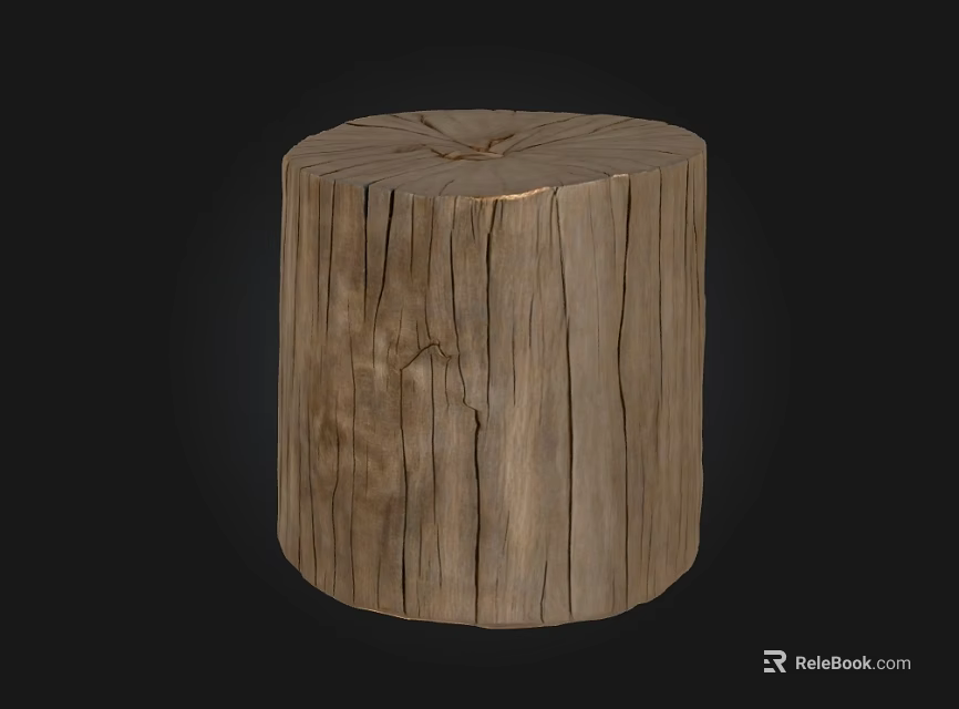 Natural Stone Wood Stump Furniture With Smooth Surface And Natural Texture 3d model 
