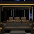 Modern video room dynamic lights with family shadow 3d model