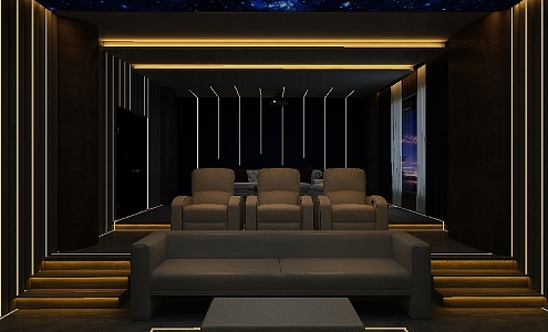 Modern video room dynamic lights with family shadow 3d model