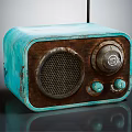 Retro Vintage Turquoise Audio Speaker Featuring Wooden Frame And Grille Knobs Design 3d model