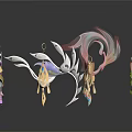 Shiny Colorful Decorative Accessories With Feather Flower And Gold Pendant