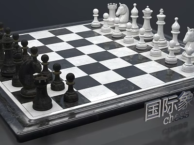 Classic Chess Pieces on Checkered Board for Board Game Entertainment 3d model