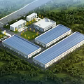 Modern Industrial Factory Complex With Large Workshop Buildings Surrounded By Greenery And Road Access