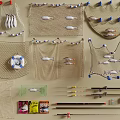 Practical Fishing Supplies Including Nets Lures Rods And Lifebuoy For Daily Use