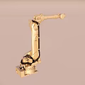 Golden Industrial Robotic Arm With Mechanical Joints And Stable Base Structure 3d model