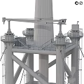 Yellow Offshore Wind Power Platform With Blue Container And Turbine 3d model