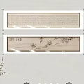 Traditional Chinese Scroll Paintings with Calligraphy and Flower Branch Artwork Near Vase and Tea Set