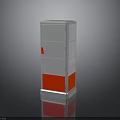 White And Red Storage Cabinet With Multiple Drawers Red Handle And Reflective Base