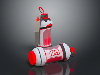 Red And White Cross Marked Tactical Weapons With Dual Portable Design Structure 3d model