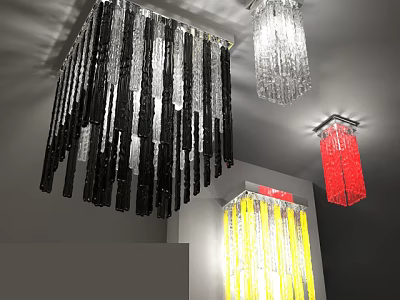 Colorful Crystal Chandeliers With Black White Red Yellow Designs For Modern Decor 3d model