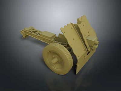 Vintage Military Field Artillery Weapon With Wheeled Design And Support Structure 3d model