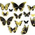 Yellow And Black Butterfly Shaped Wall Decor With Various Sizes For Home Interior