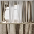 Elegant Beige Curtains With White Sheer Layers For Window Interior Design