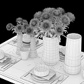 Stylish Wooden Dining Table Decorated With Plates Placemats Candles And Flower Vase