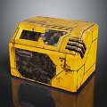 Yellow Commercial Equipment with Worn Surface Geometric Design and Industrial Control Panel