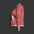 Stylish Pink Jacket With White Collar Cuffs And Front Zipper Pockets 3d model
