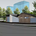 Modern Post Station Building Shop Building Cafe Building Small Public Building 3d model