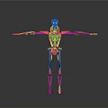 Robotic Character Back View With Arms Outstretched Mechanical Structure Green Black Gray Gradient Background 3d model