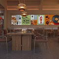 Cozy Modern Restaurant Interior With Comfortable Leather Chairs And Warm Pendant Light Fixtures